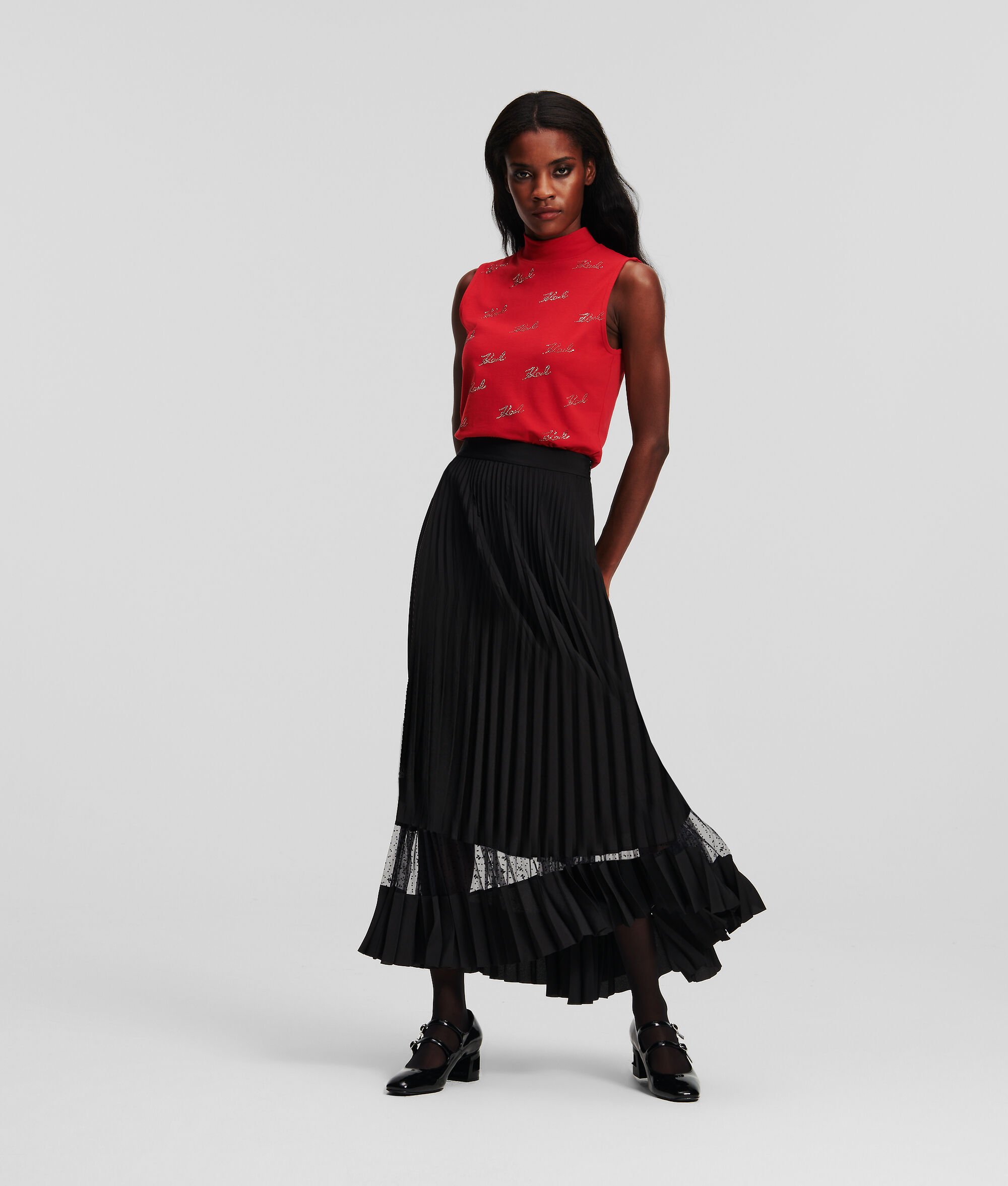 (image for) Lively KL MONOGRAM PLEATED MIDI SKIRT